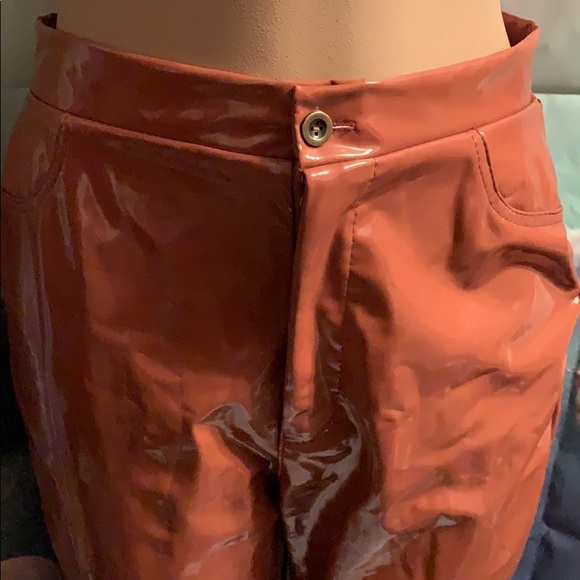 New Milk Chocolate Vinyl Pants Small 28” waist - Picture 4 of 7